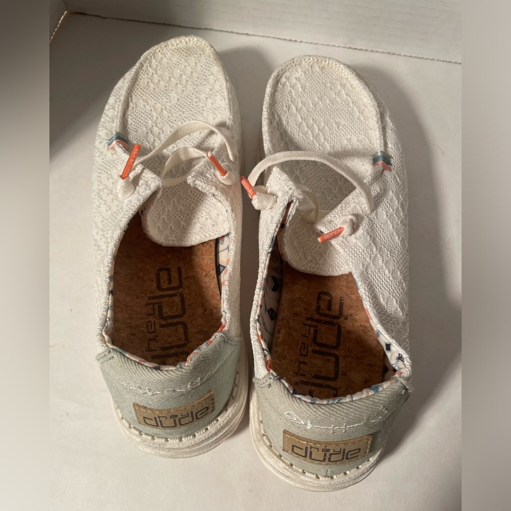 Hey Dude Womens 9 Wendy Casual Slip On Comfort Flat Shoes Boho White Crochet
